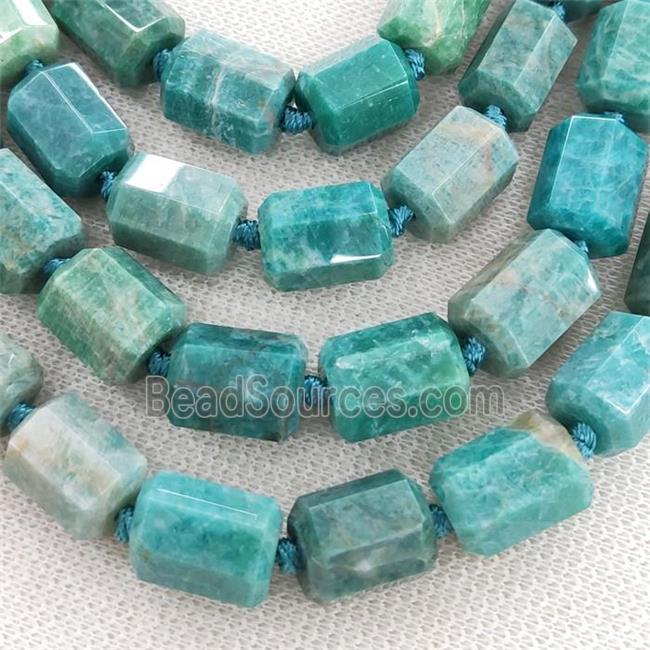 Green Amazonite Column Beads Faceted