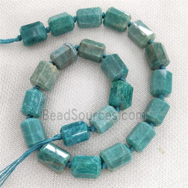 Green Amazonite Column Beads Faceted