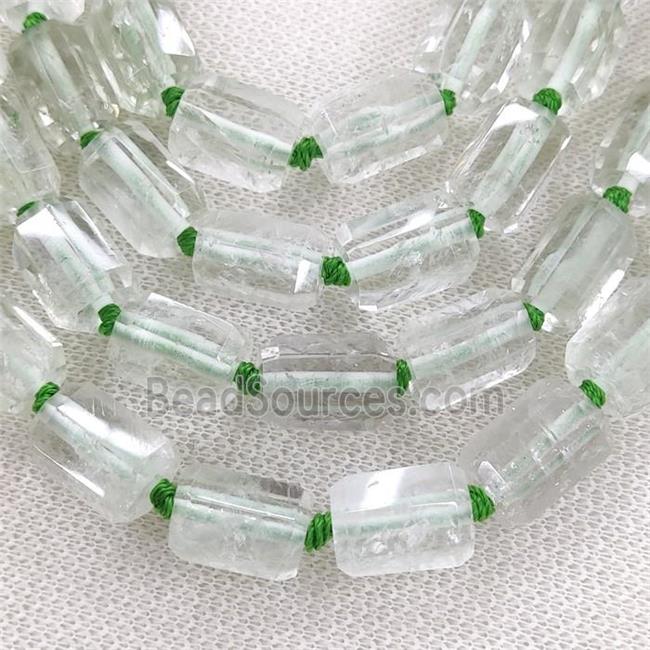 Natural Green Quartz Column Beads Faceted