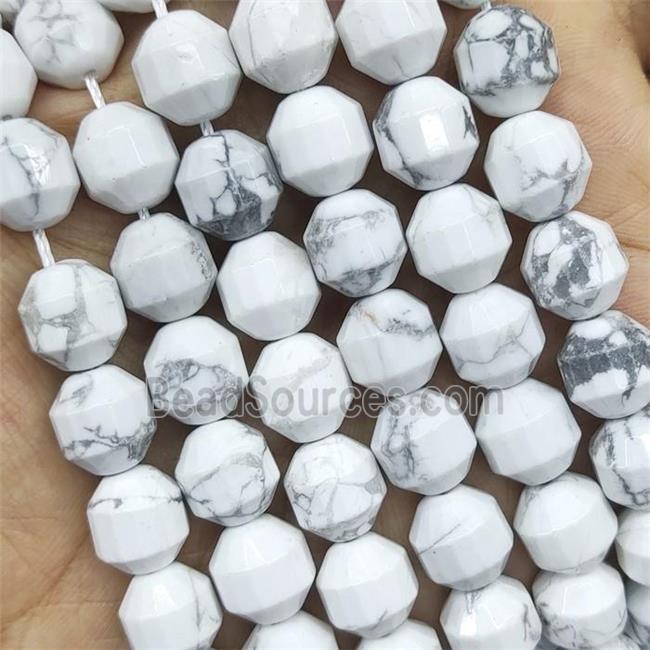 White Howlite Turquoise Prism Beads