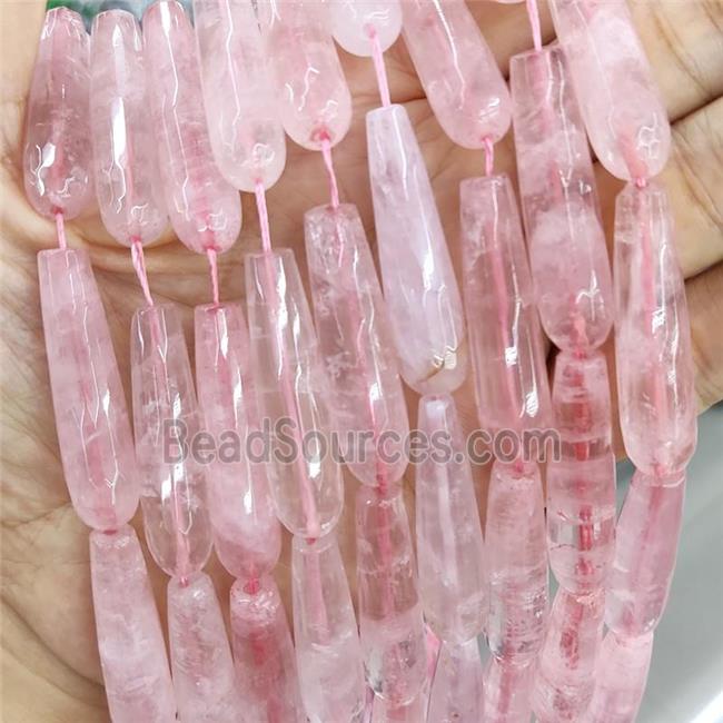 Natural Pink Rose Quartz Beads Faceted Teardrop