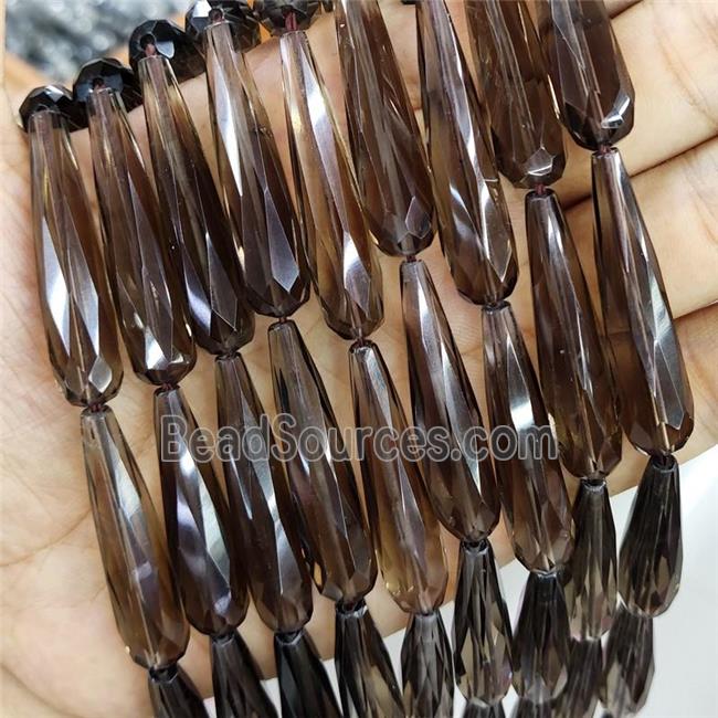 Smoky Quartz Teardrop Beads Faceted