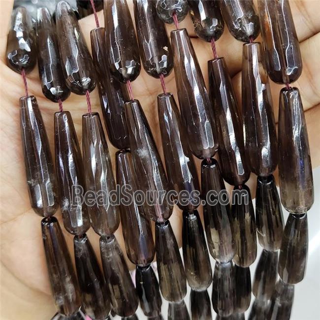 Smoky Quartz Beads Faceted Teardrop