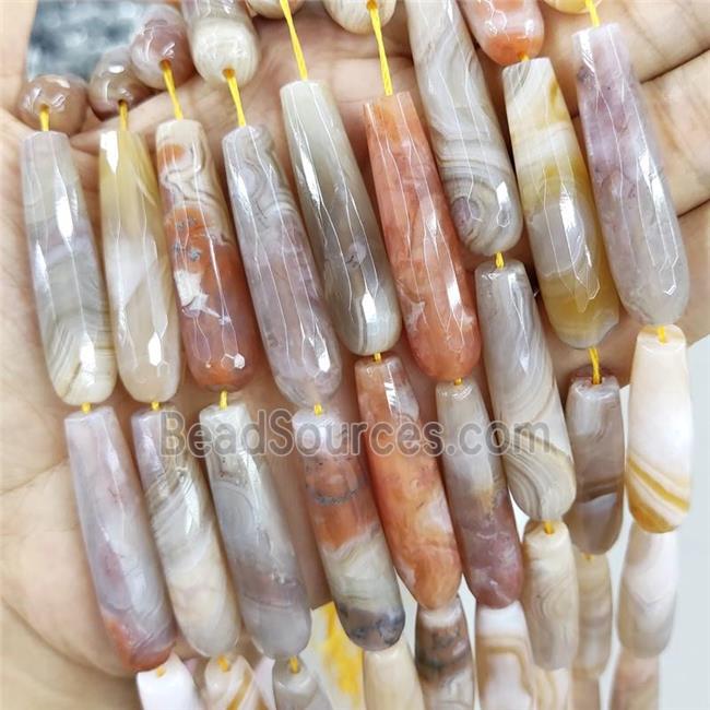 Natural Stripe Agate Beads Faceted Teardrop