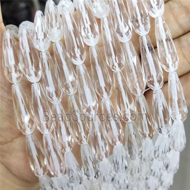 Natural Clear Quartz Teardrop Beads Faceted