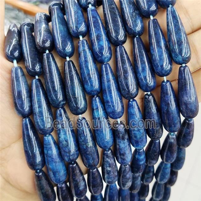 Natural Blue Apatite Beads Smooth Teardrop