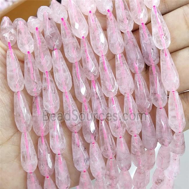 Pink Rose Quartz Beads Faceted Teardrop