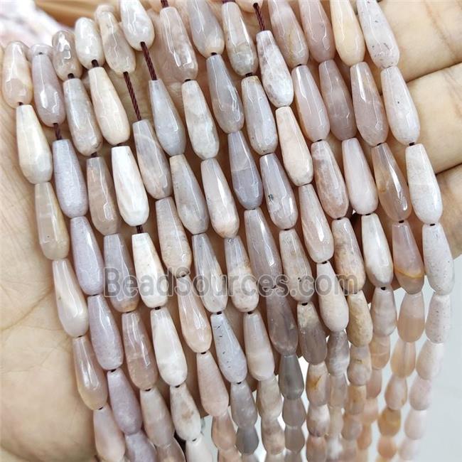 Peach Moonstone Beads Faceted Teardrop