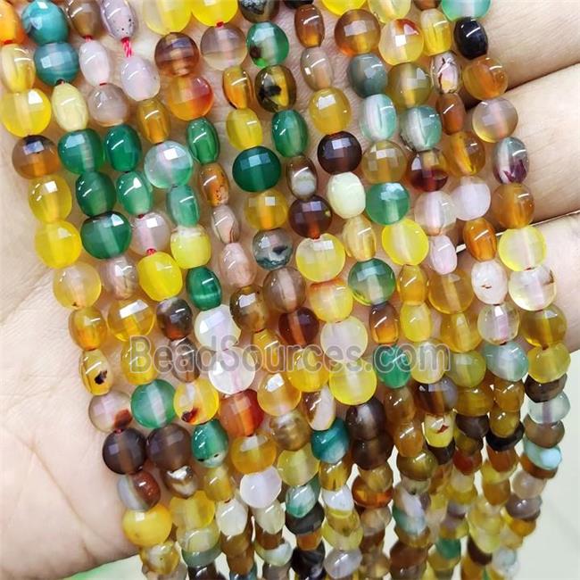 Natural Agate Beads Faceted Coin Yellow Dye