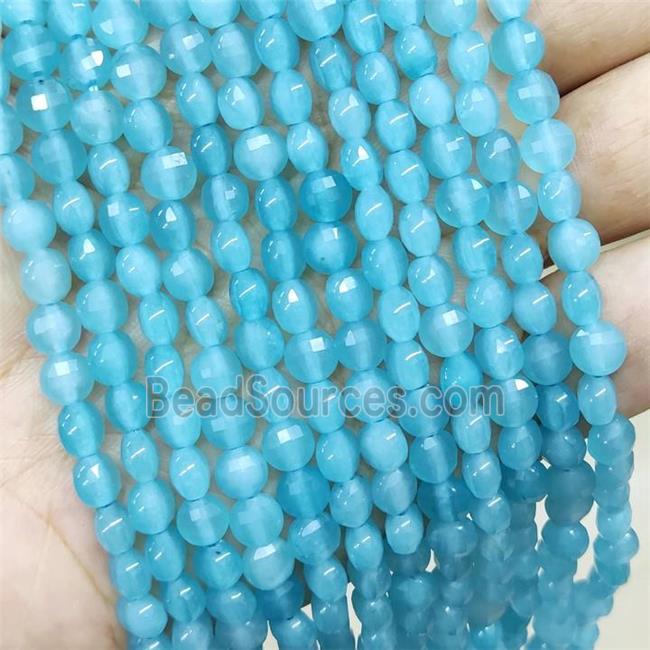 Aqua Jade Beads Faceted Coin Dye