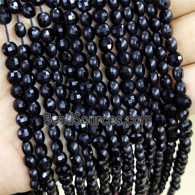 Black Jade Beads Faceted Coin Dye