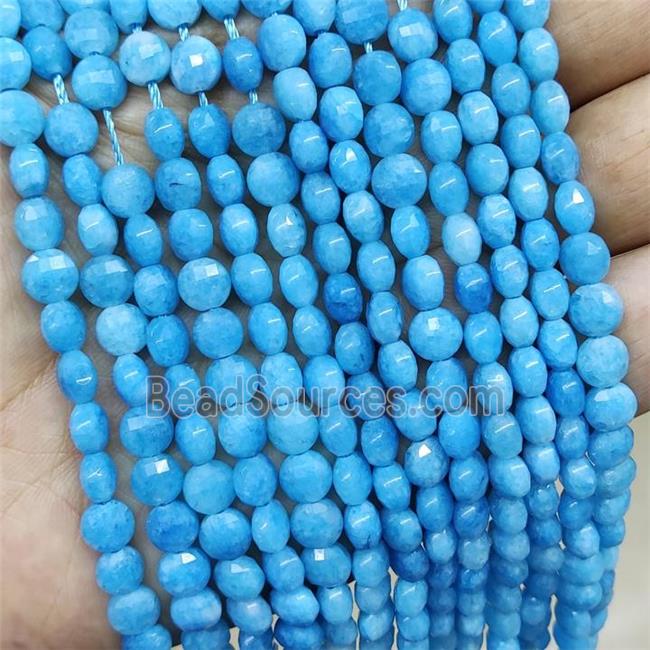 Black Jade Beads Faceted Coin Dye