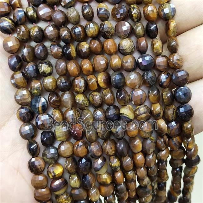 Tiger Eye Stone Coin Beads Faceted Circle