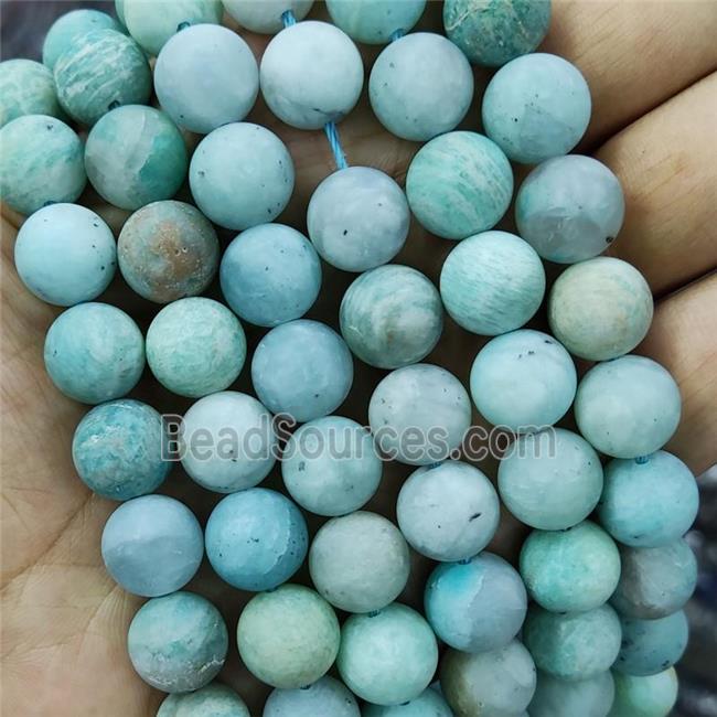 Green Amazonite Beads Matte Round