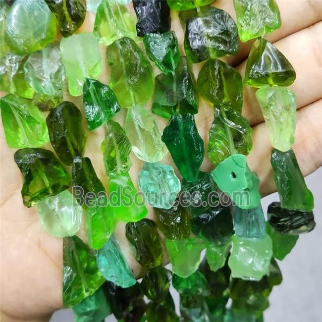 Green Crystal Glass Beads Freeform