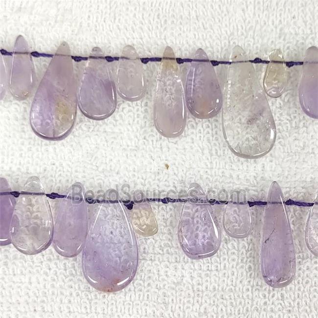 Ametrine Teardrop Beads Purple Graduated Topdrilled