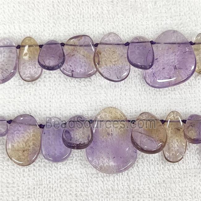 Ametrine Beads Purple Topdrilled Graduated Teardrop A-Grade