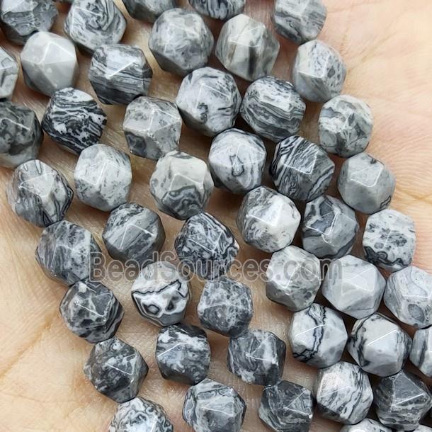 Gray Map Jasper Beads Cut Round