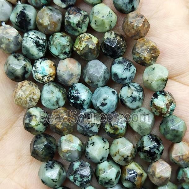 African Turquoise Beads Green Cut Round