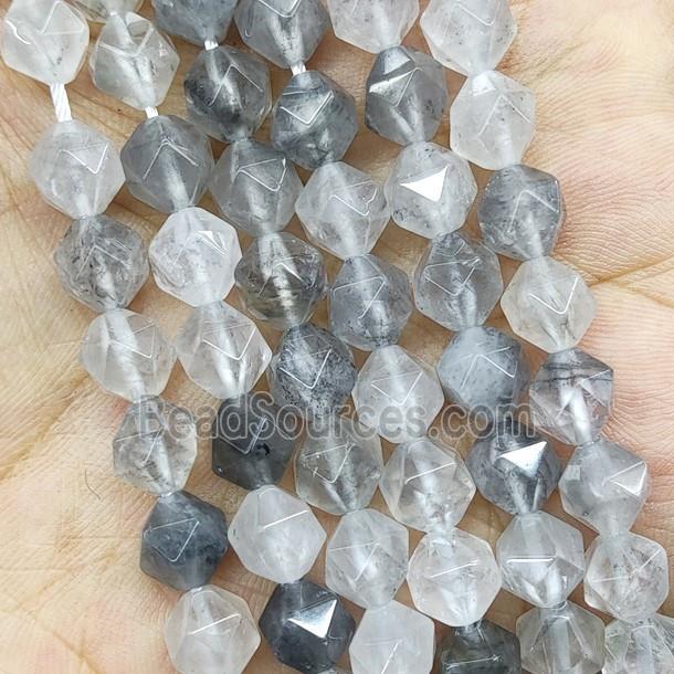 Gray Cloudy Quartz Beads Starcut Round