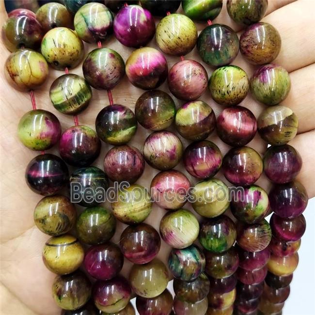 Tiger Eye Stone Beads Multicolor Round Smooth