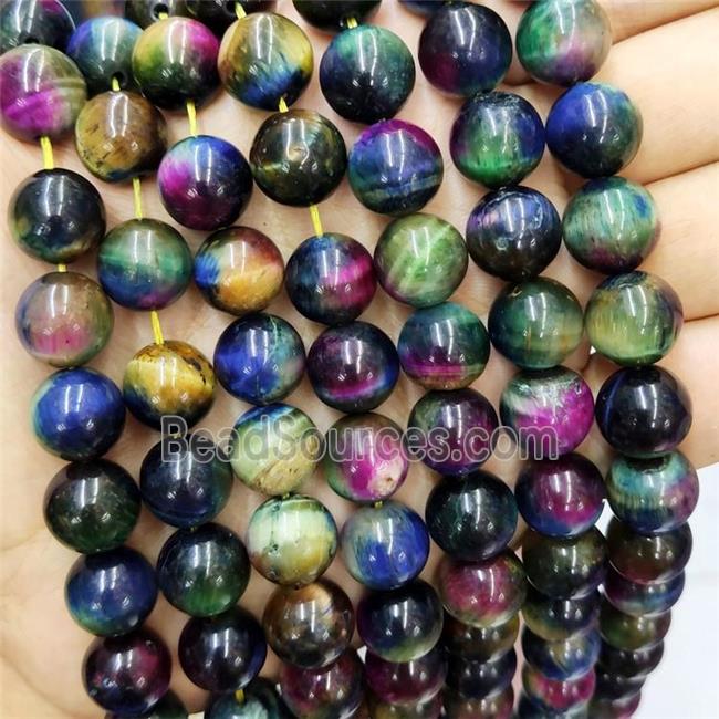 Tiger Eye Stone Beads Multicolor Round Smooth