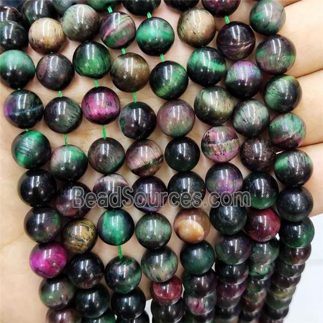 Tiger Eye Stone Beads Multicolor Round Smooth