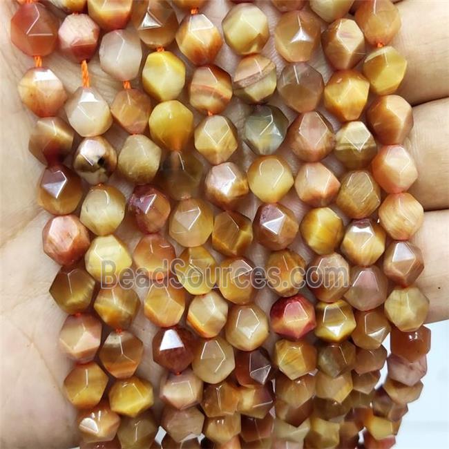 Peach Tiger Eye Stone Beads Cut Round