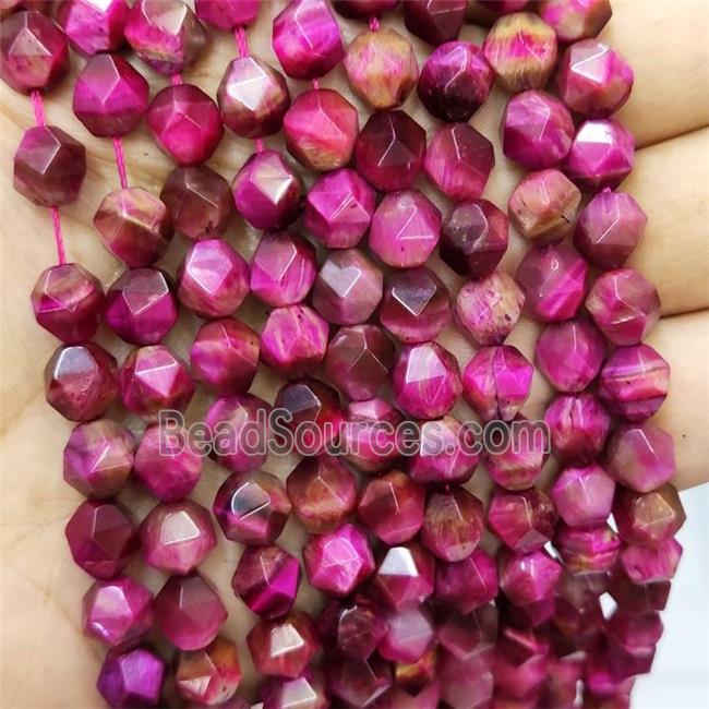 Hotpink Tiger Eye Stone Beads Round Cut