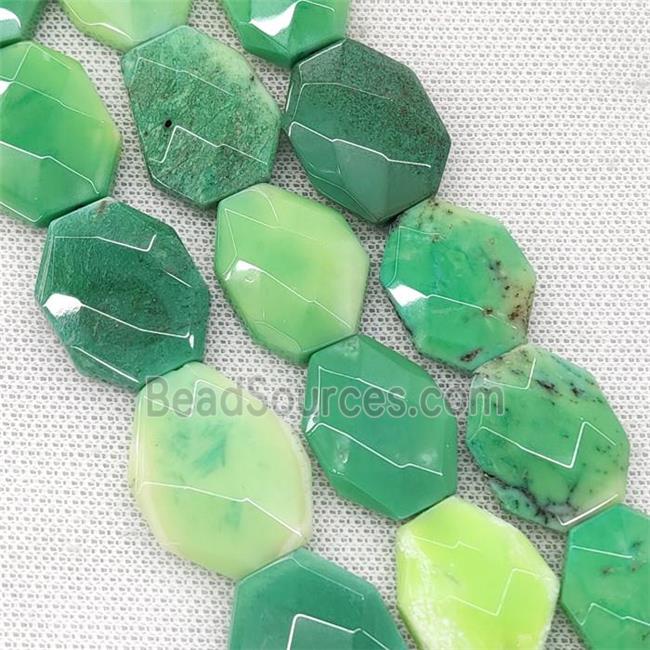 Natural Green Grass Agate Beads Faceted Slice