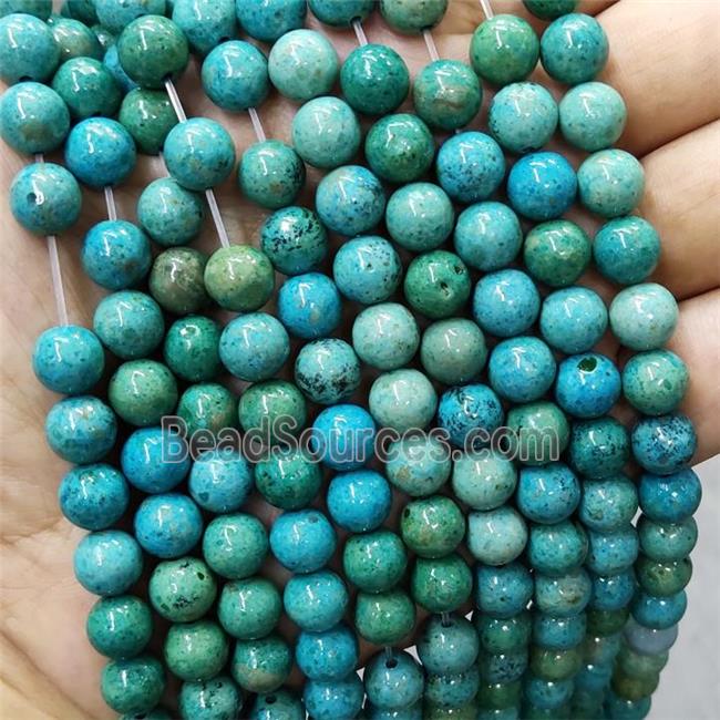 Teal Jasper Beads Smooth Round Dye