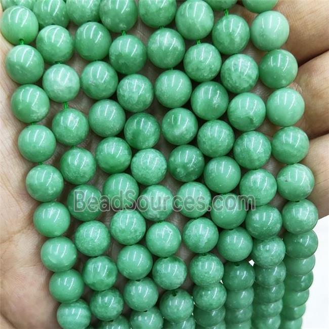 Natural Green Angelite Beads Smooth Round