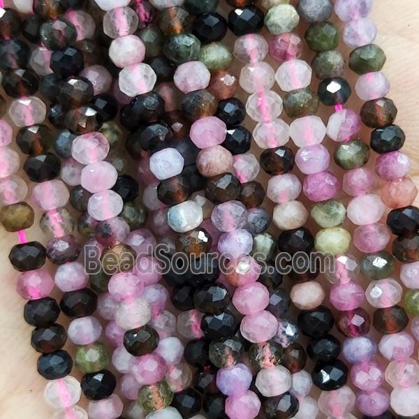 Tourmaline Beads Faceted Rondelle Multicolor