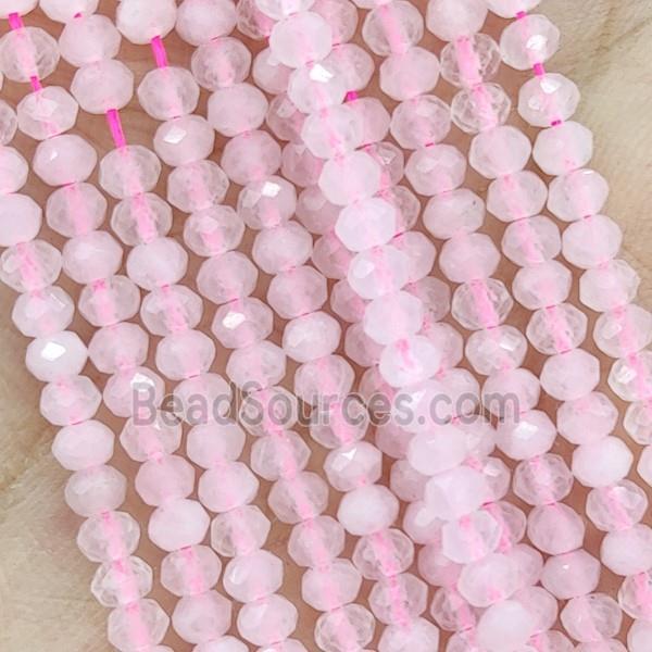 Pink Rose Quartz Beads Faceted Rondelle