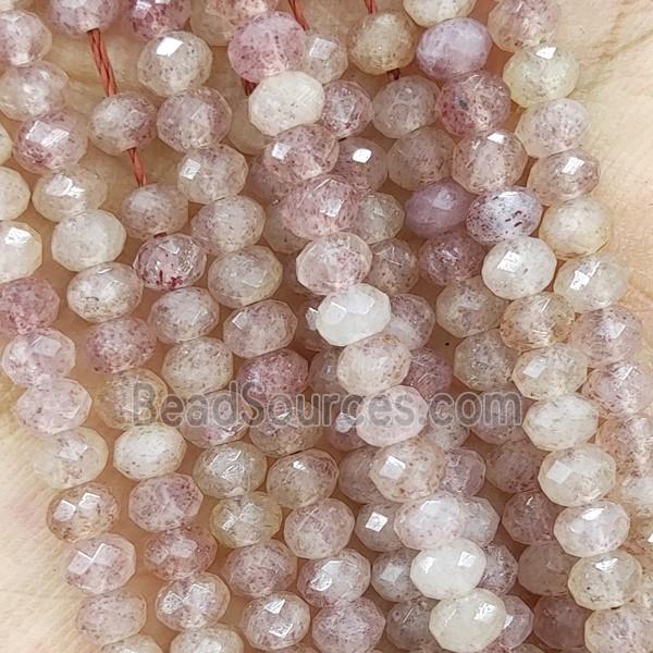 Natural Strawberry Quartz Beads Pink Faceted Rondelle