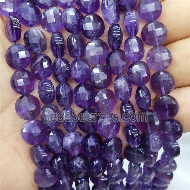 Purple Amethyst Beads Faceted Circle