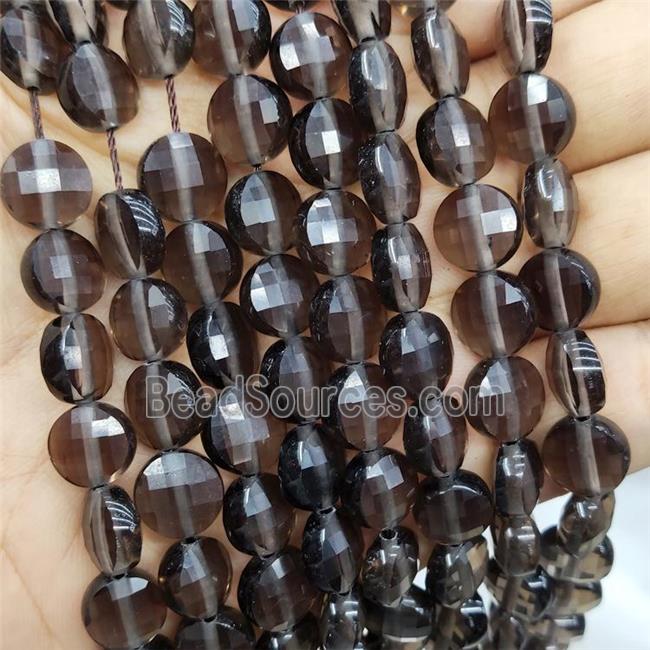 Natural Smoky Quartz Beads Faceted Circle