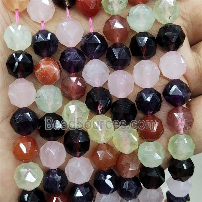 Mix Gemstone Beads Diamond Cut Round