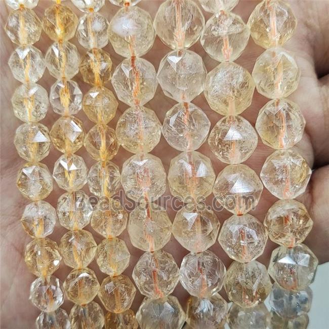 Natural Citrine Beads Cut Round Yellow