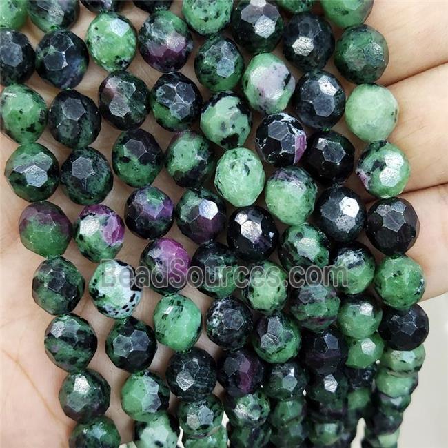 Natural Ruby Zoisite Beads Faceted Round