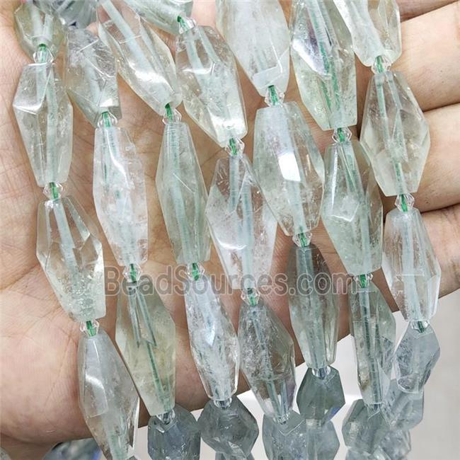 Natural Green Quartz Nugget Beads Graduated Faceted Freeform