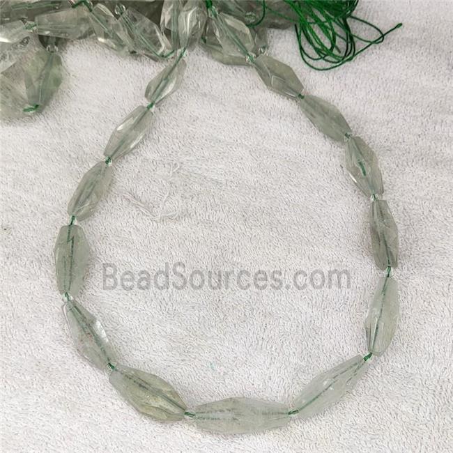 Natural Green Quartz Nugget Beads Graduated Faceted Freeform