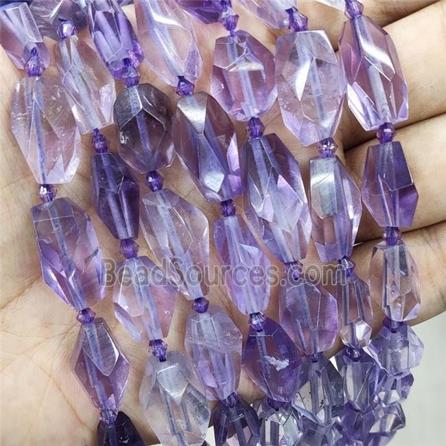 Purple Amethyst Nugget Beads Graduated Freeform Faceted A-Grade