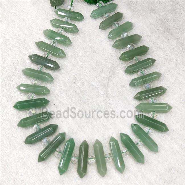 Green Aventurine Bullet Beads