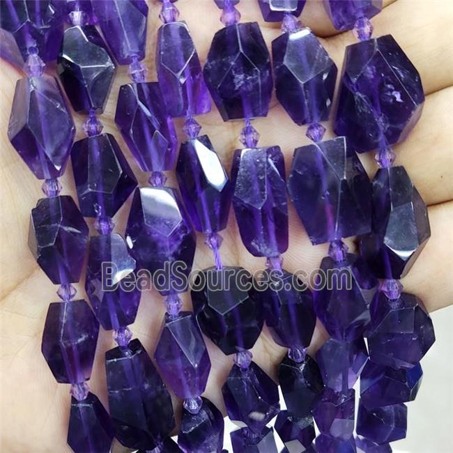 Natural Amethyst Nugget Beads Freeform Deep Purple