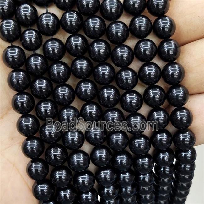 Black Spinel Beads Smooth Round