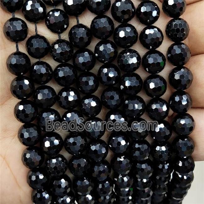 Black Spinel Beads Faceted Round