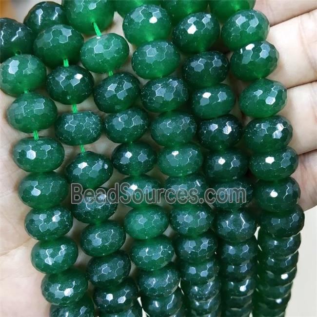 Green Jade Beads Faceted Rondelle Dye