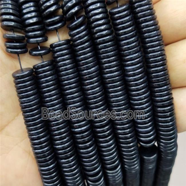 Oxidative Agate Heishi Spacer Beads Black