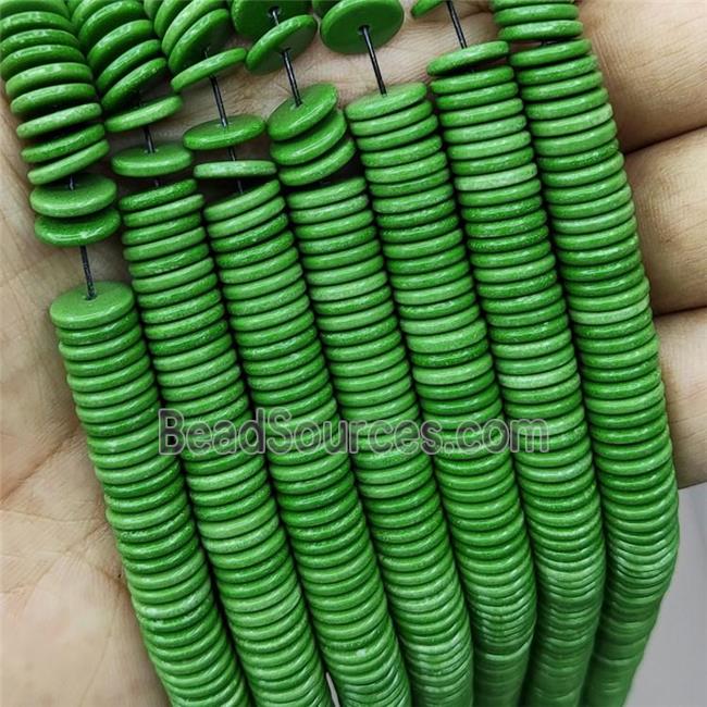 Oxidative Agate Heishi Spacer Beads Green